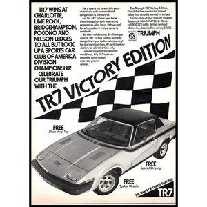 1976 Triumph TR7 TR-7 2 Door Roadster Vintage Print Ad Checkered Flag Wall Art